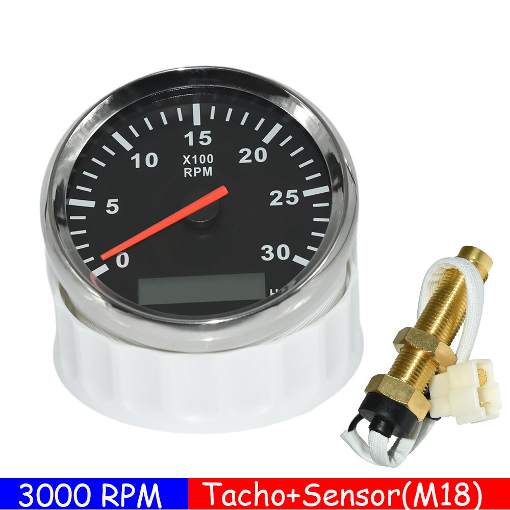 3K 4K 6K 8K RPM Tachometer-lehre Tach Sensor REV Zähler mit Stunde Meter 85mm benzin Diesel 12V 24V Rot Hintergrundbeleuchtung Anzeige: BS 3KRPM with M18