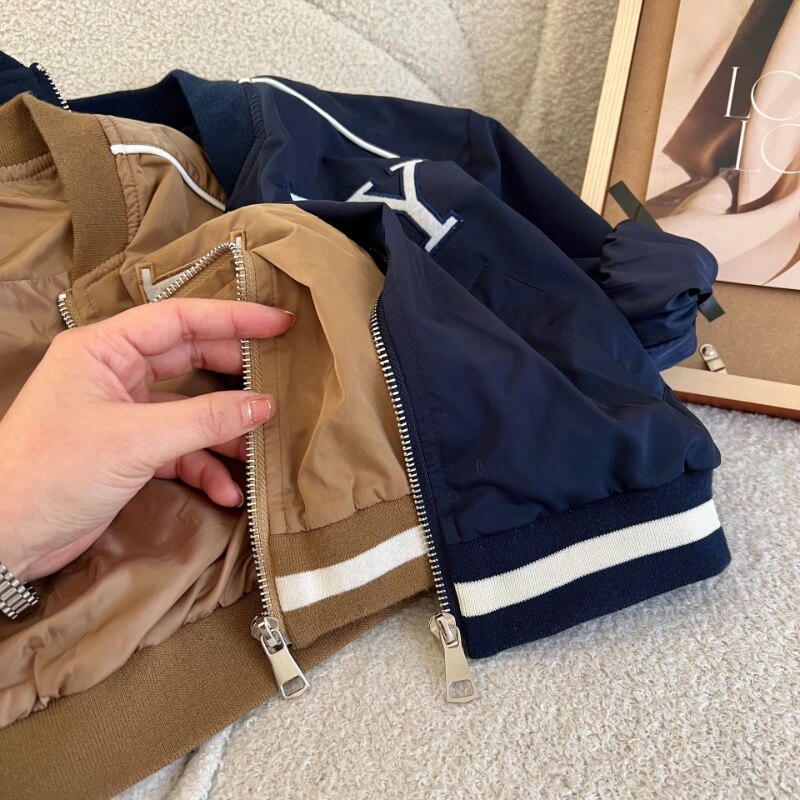 Kids 'Overjas 2022 Lente Jongens En Meisjes Baseball Jas Baby Korte Zip-Up Shirt Kids Kleding