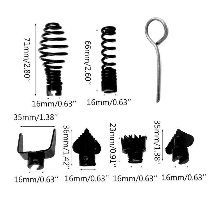 Tête de coupe à ressort de 16mm, outils de dragage, nettoyeur de canalisations, éviers d'égout, dissolvant de bouchage de canalisations de lavabo, salle de bains, cuisine, toilettes, nettoyage