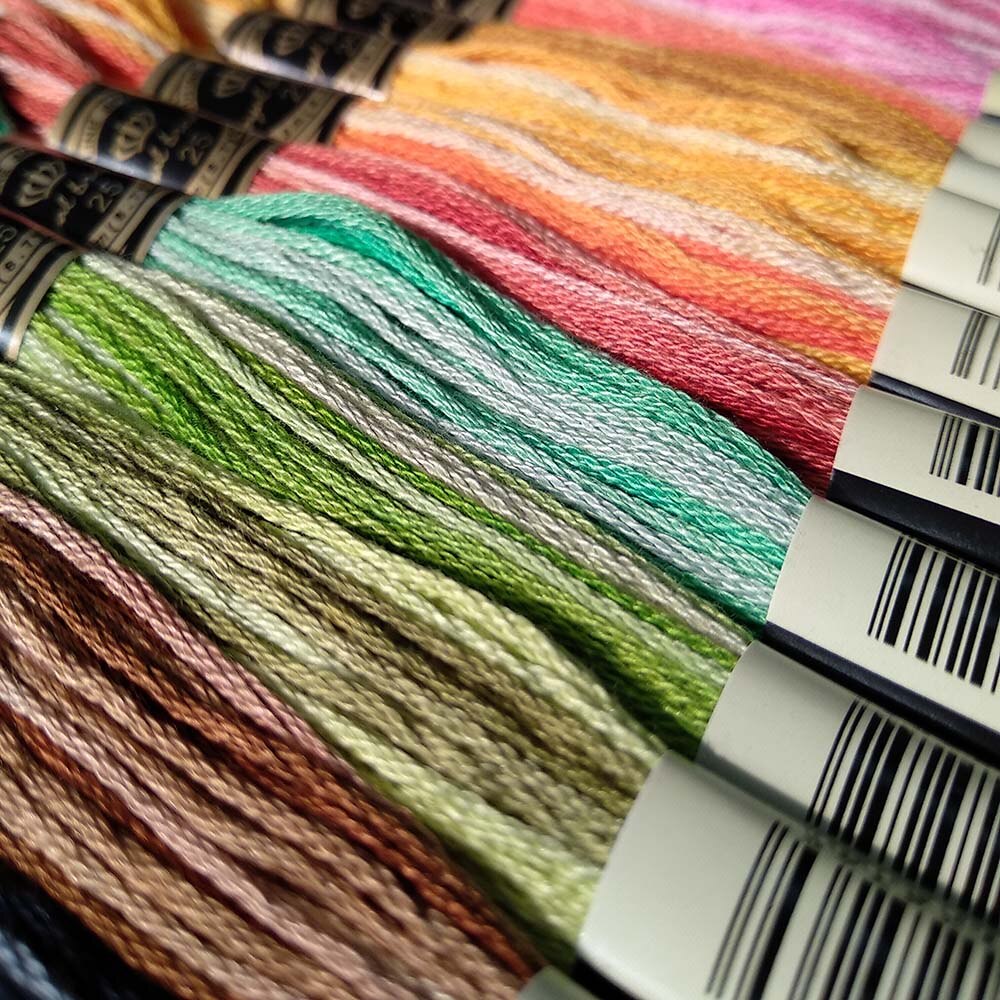Rainbow Cotton Variegated Embroidery Floss Pack Color Variation Six-strand Cross Stitch Threads Multi-Color Blend Threads