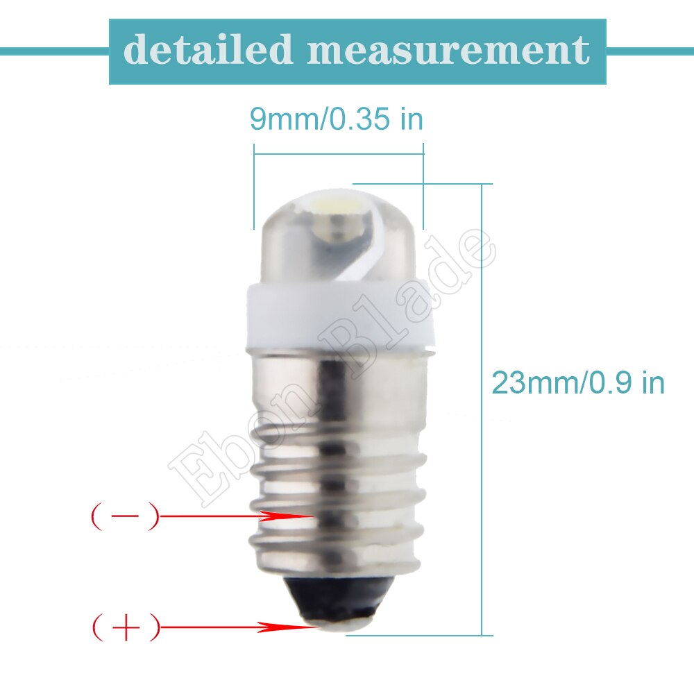 Bombillas LED E10 de 1/2 Uds. De 3V, 4,5 V, 5V, 6V, 12V, 18V, 0,5 W, blanco cálido para linterna, linterna, Faro, tablero de coche, barco y bicicleta