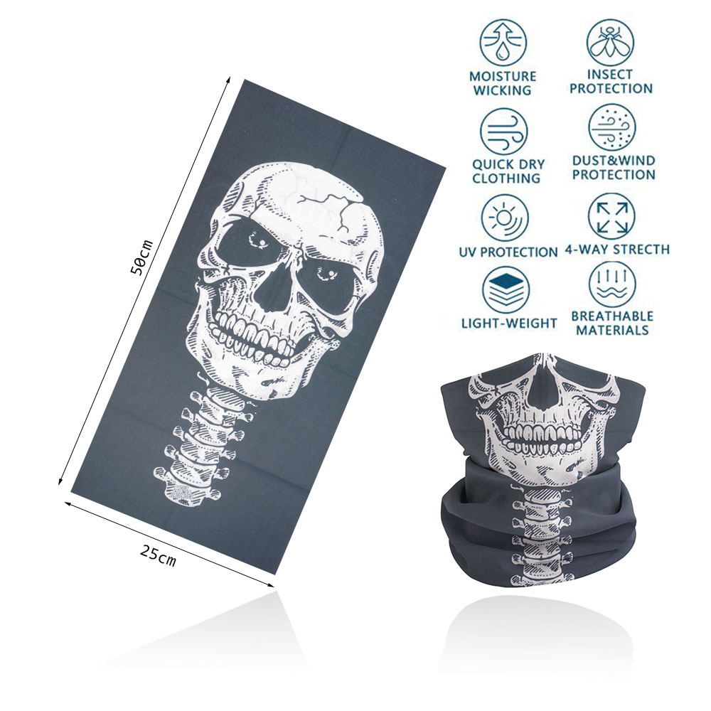 Bandana visage crâne pour cyclisme randonnée pêche Protection UV guêtre de cou à séchage rapide hommes femmes squelette impression foulard cagoule: Black