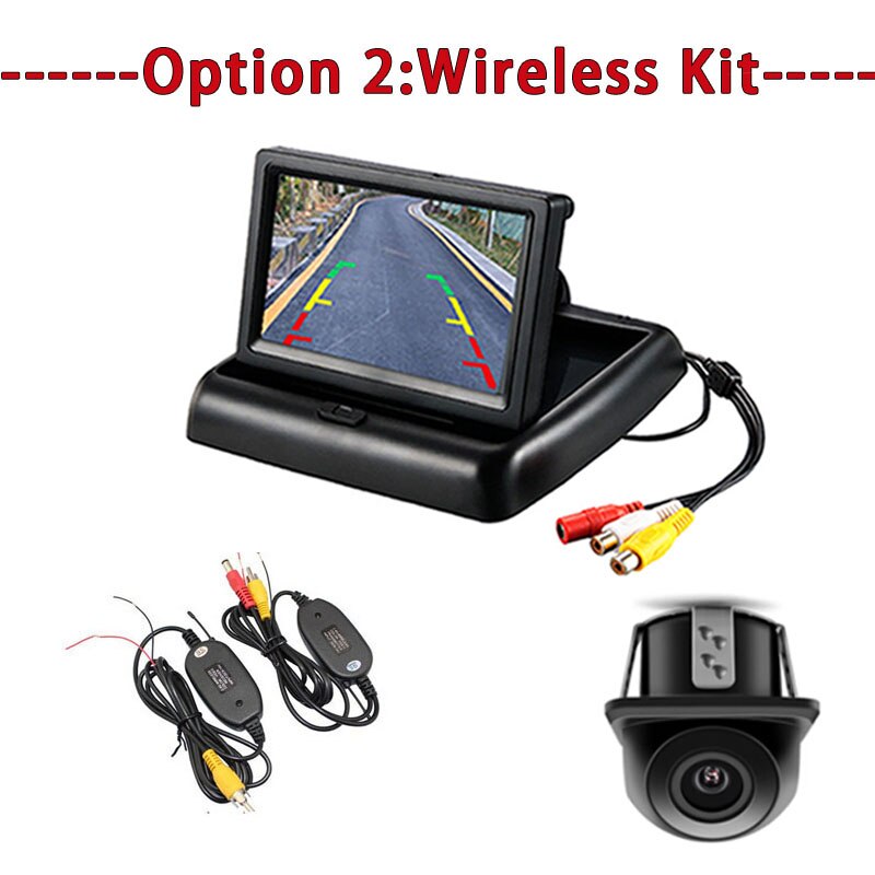 Koorinwoo bil-styling trådløs 4.3 hd sammenklappelig bil bagfra monitor bakvendt display med backup bagfra kamera til køretøj: Valgmulighed 2