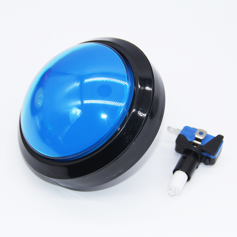 100Mm Grote Ronde Drukknop Led Verlicht Met Microschakelaar Voor Diy Arcade Game Machine Onderdelen 5/12V Grote Dome Lichtschakelaar: Blauw