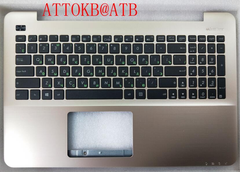 teclado de ordenador portátil ruso para Asus X555 X555L A555L F555L R556L VM510L W519L Y583L R556 W509 cubierta de reposamanos de teclado con C: GOLD
