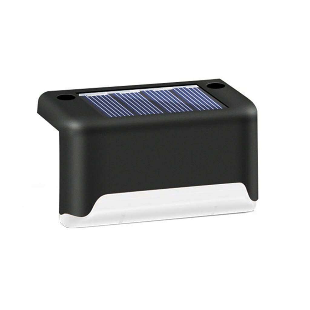 Solar Tuin Licht Led Trap Hek Stap Verlichting Outdoor Waterdichte Lamp: Black