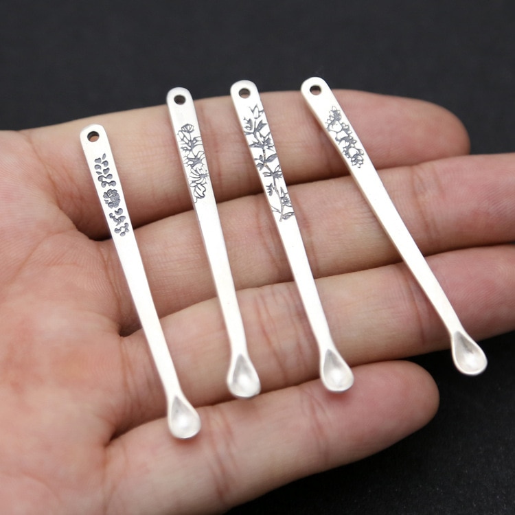 S990 Foot Silver Accessories Fine Silver Ear Pick Lotus Xiangyun Personal Nursing Care Ear Spatula Pendant