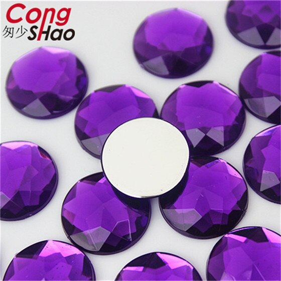 Cong Shao 20PCS 20mm Colorful Acrylic Rhinestone Round Flat Back Beads Crystal Stones DIY Costume Jewelry Crafts Scrapbook ZZ751: Deep Purple