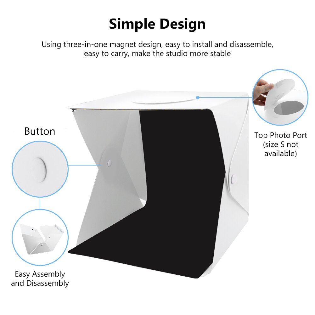 LED Folding Lightbox Portable Photography Photo Studio Softbox Brightness Light Box For DSLR Camera Tabletop Shooting 30x30x30cm