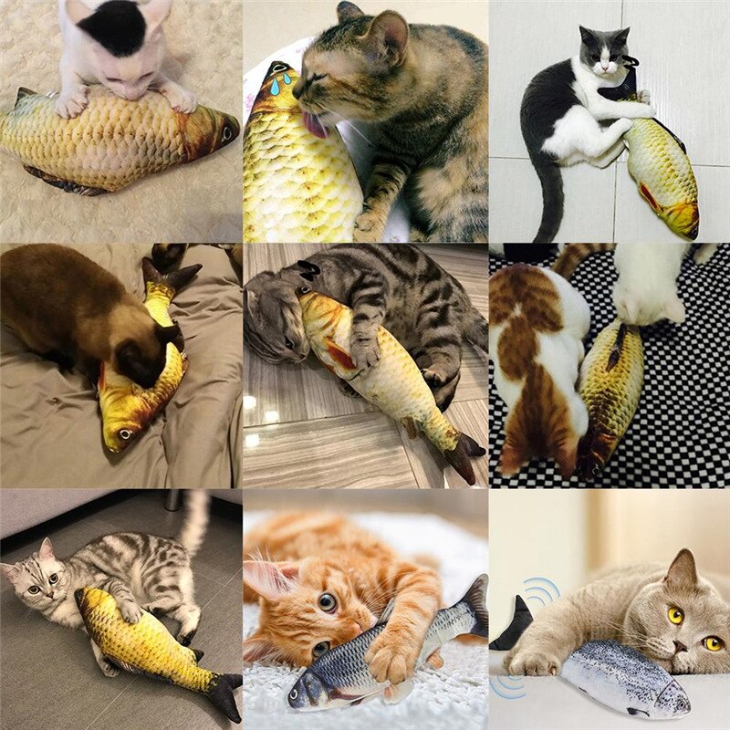 Simulación eléctrica peces bailando saltando moviéndose disquete suministra productos para mascotas gato accesorios juguete 3D de pescado