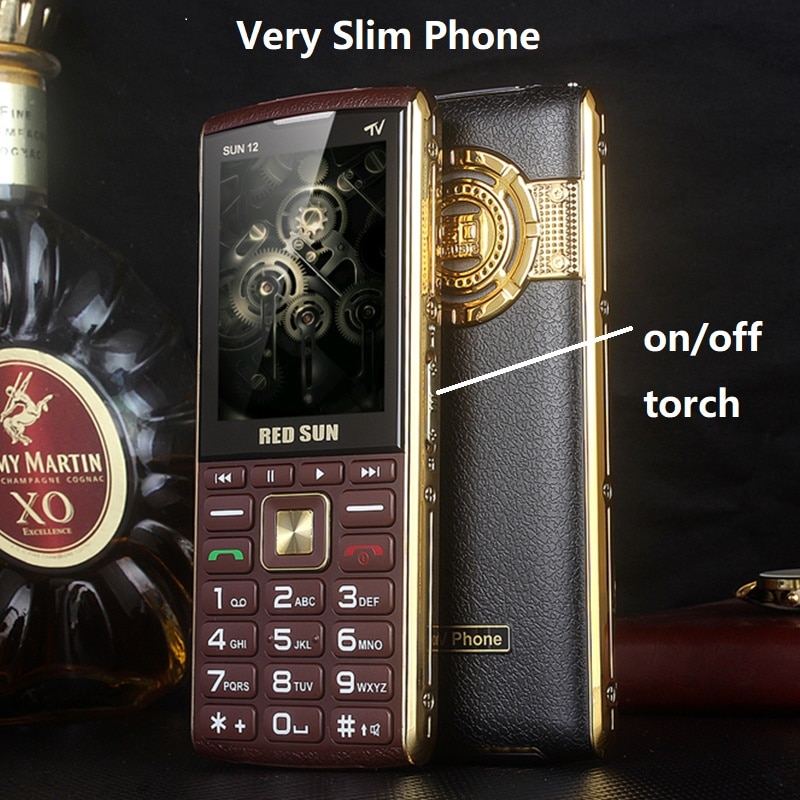 Big Display 2.8" Analog TV Bar Slim Senior Phone 3 Sim Magic Voice SOS Fast Dial Dual Flashlight Powerbank Free Belt Slip