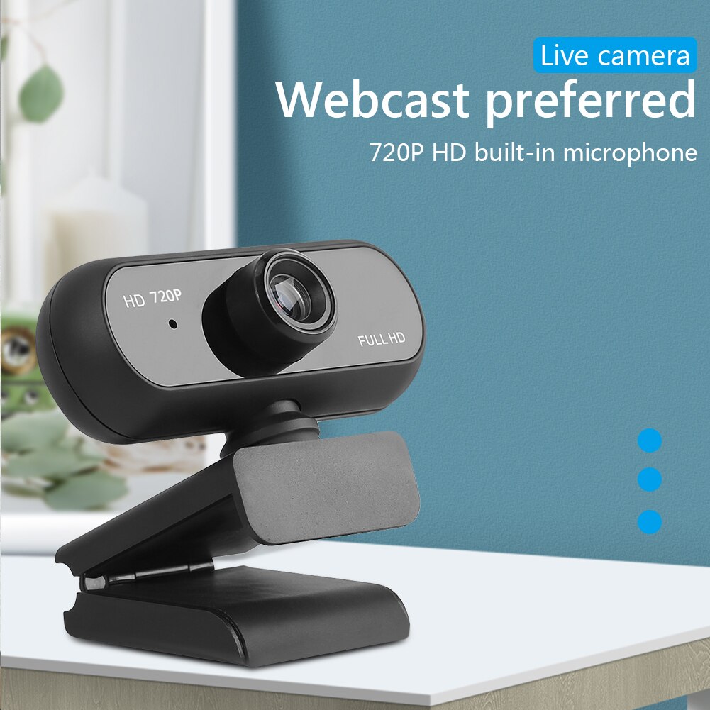 Webcam 720P Full HD Mini Camera Built-in Microphone Rotatable USB 2.0 Plug Web Cam with Micro For PC Computer Mac Laptop Desktop