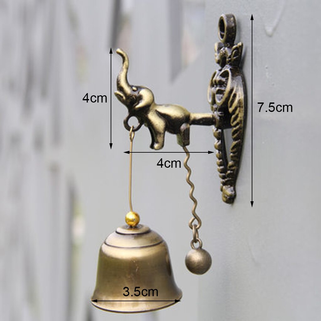 Vintage metal klokke dør butiksejer held og lykke knocker windchime væghængende ornament til værelse have butik frontindgang: Elefant