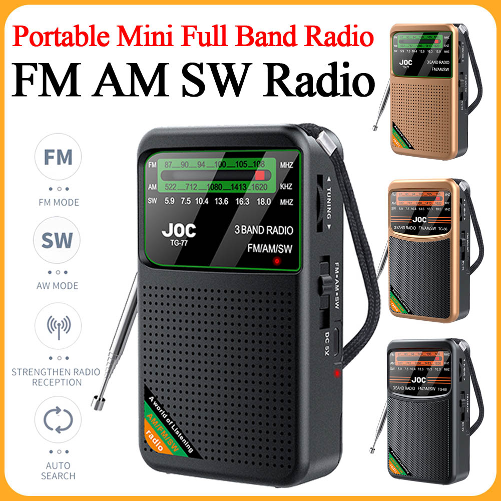 Portable Mini Full Band Radio FM AM SW Radio Best Reception Battery Operated Radio with HD Display Screen Radio Player for Elder