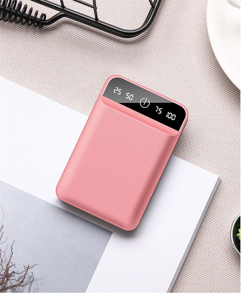 10000mAh batterie externe pour iPhone 11 pro Xiaomi Redmi Powerbank batterie externe téléphone Portable chargeur Portable double USB: Pink