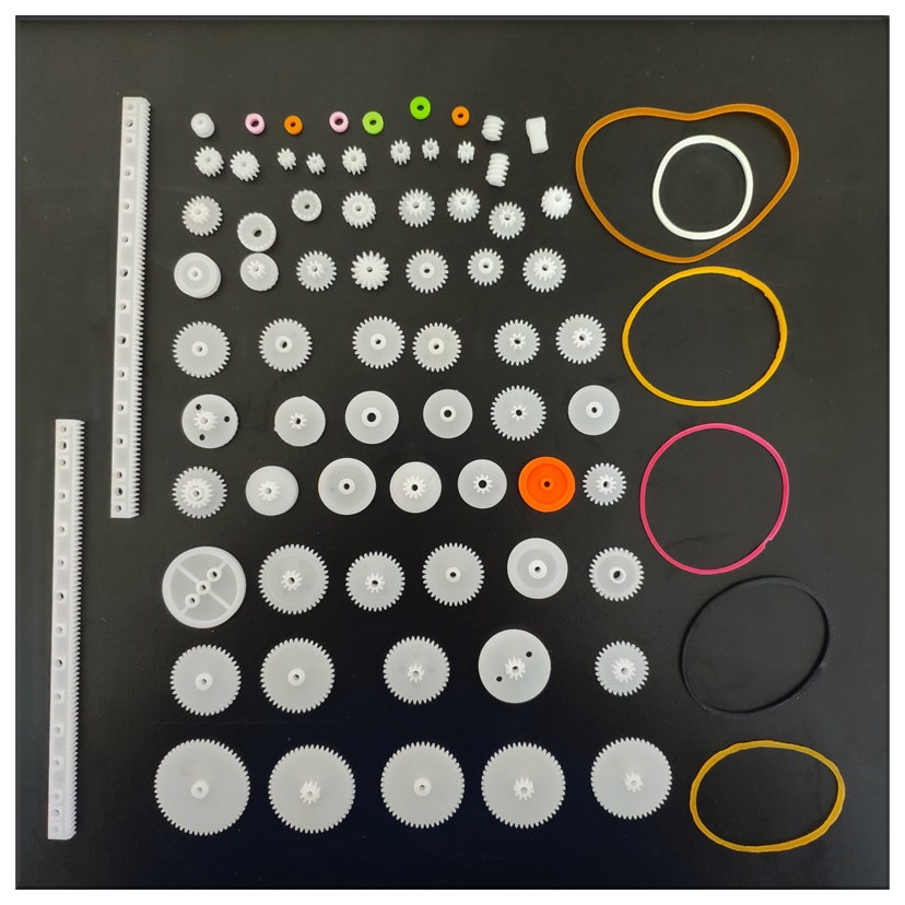 Engrenages en plastique ensemble bricolage assemblage jouet dents ceinture vis sans fin bande roue secteur couronne Double arbre couche hélicoptère voiture pièces directe