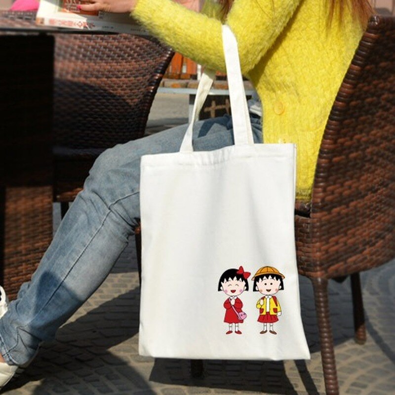Ulzzang harajuku canvasväska i koreansk stil dam en axel tecknad miljövänlig väska
