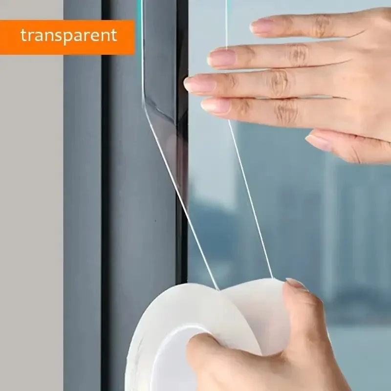 Windproof Window Sealing Tape Self Adhesive Seam Sealing Strip Strong Dustproof Waterproof Duct Tape Door Weather Stripping: Clear / 20M