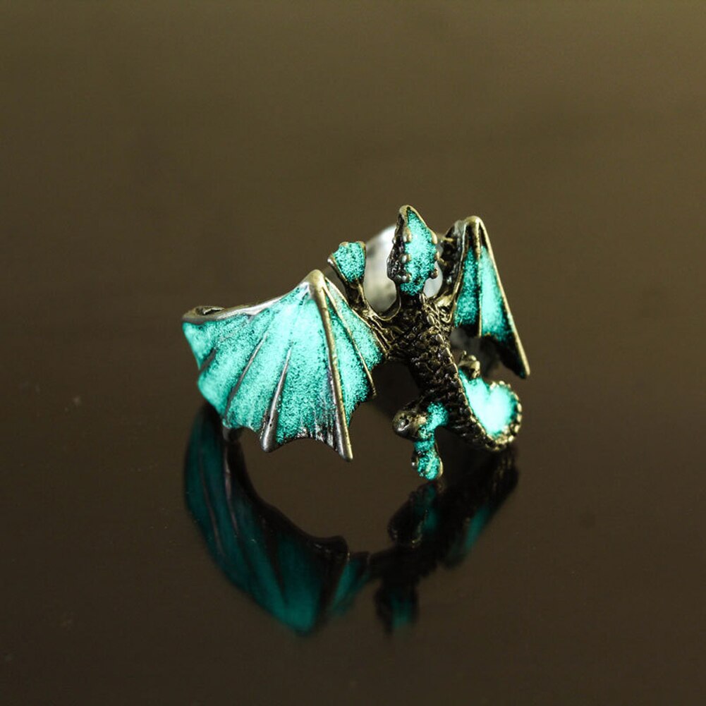 leuchtend Drachen Ring für Männer Einstellbare Größe Nachtleuchtende Nacht Licht glühend in das dunkel Mond Dominierenden Persönlichkeit Schmuck