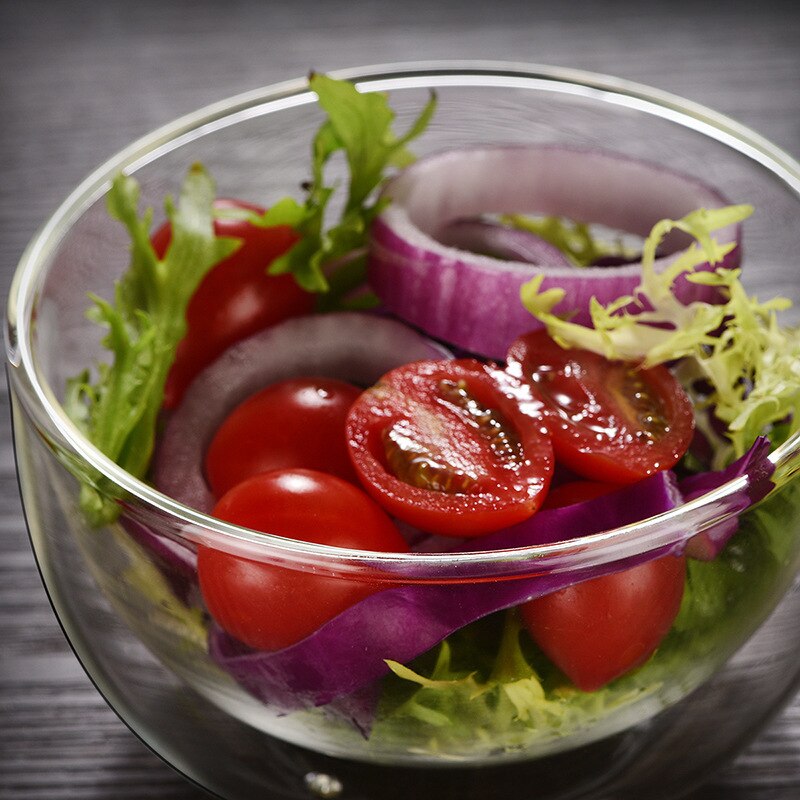 Double Glass Bowl Borosilicate Glass Tableware Transparent Fruit Salad Plate Household Glass Breakfast Oatmeal Bowl
