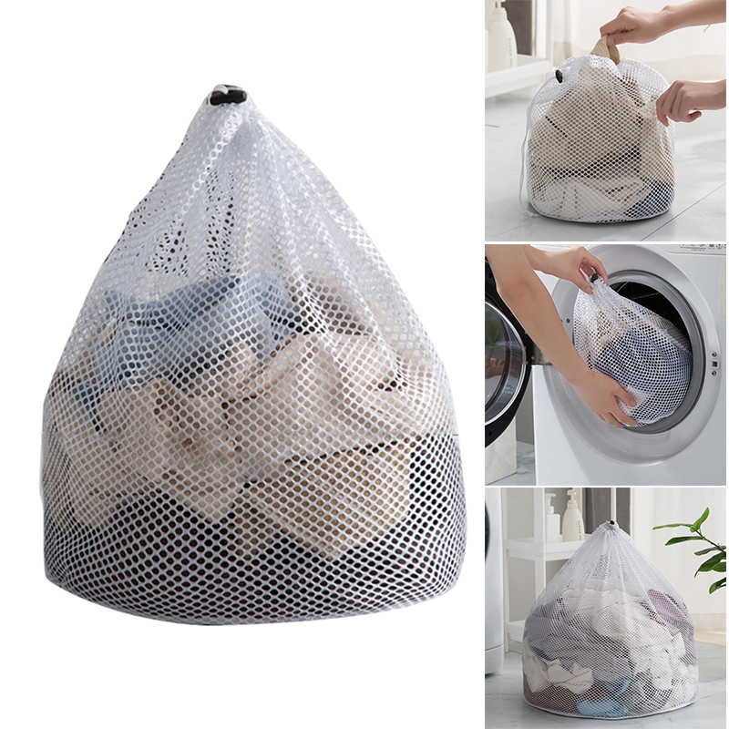 Large Mesh Laundry Bag with Drawstring Durable Nylon Washing Bag for Storage Garments Lingerie 3 Sizes 2 Mesh корзина для белья