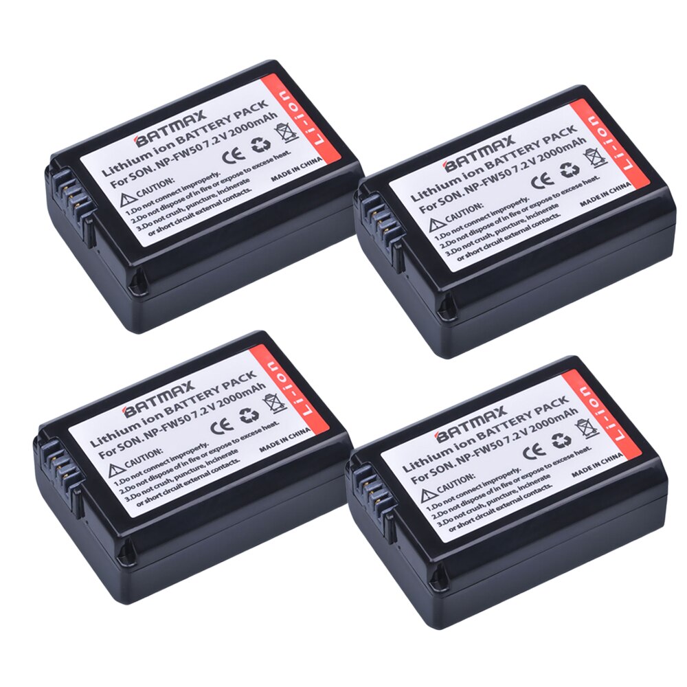 NP-FW50 Camera Batterij opbergdoos Waterdichte SD TF Geheugenkaart doos voor Sony Alpha a3000, a5000, a5100, a6000, a6300, a6400: 4 battery