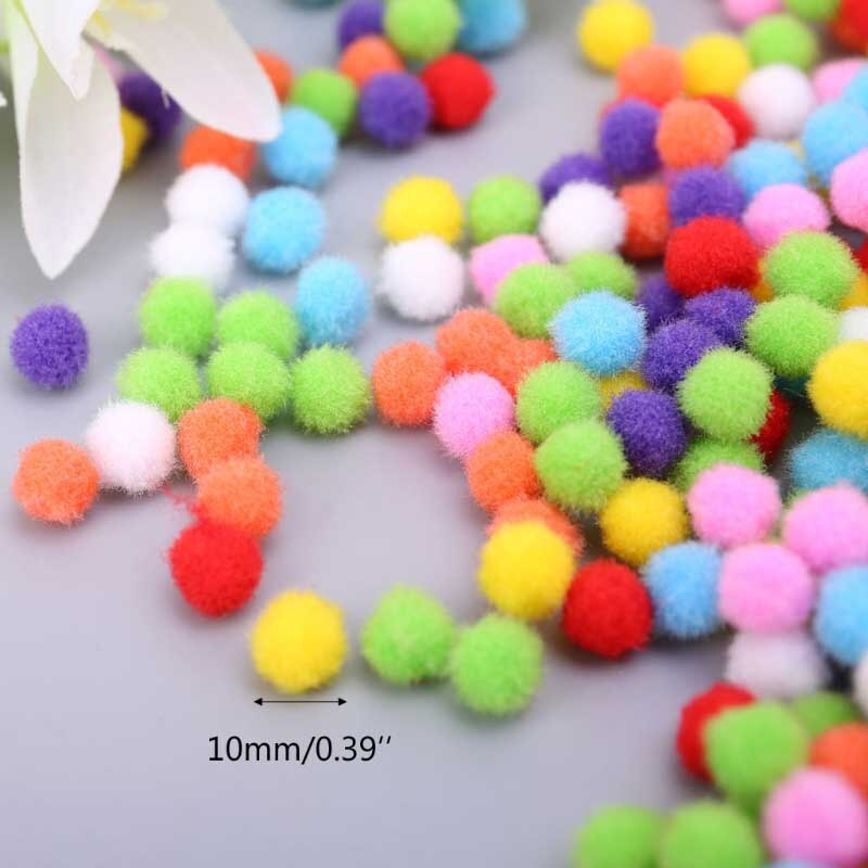 1000Pcs Soft Round Fluffy Craft PomPoms Ball Mixed Color Pom Poms 12mm DIY Craft BX0D: 10mm