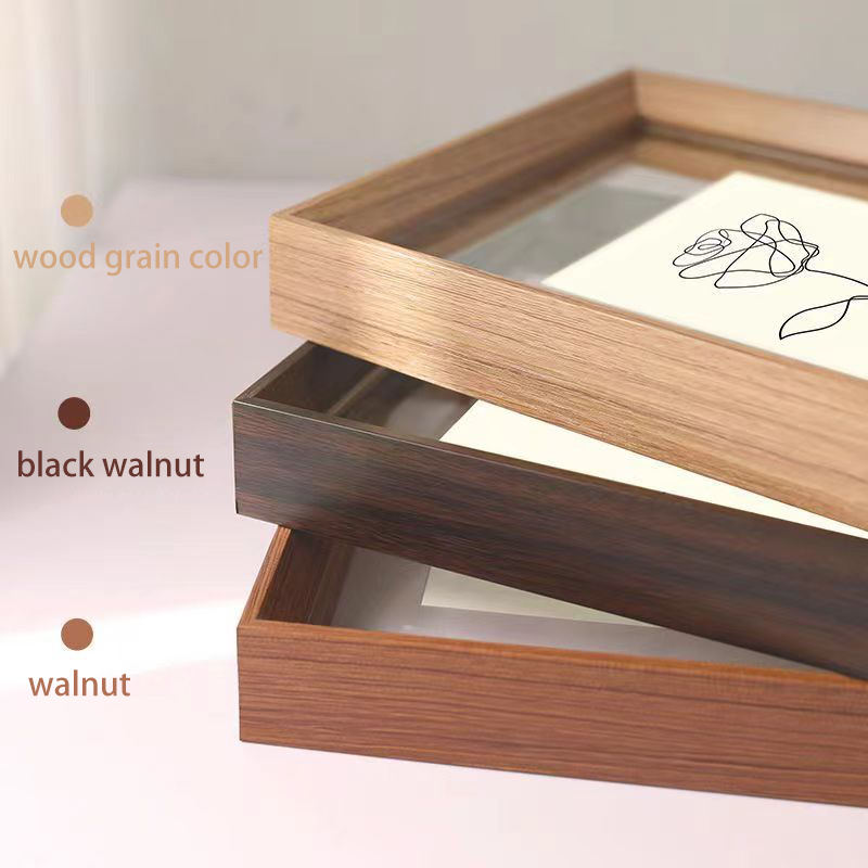 Cadre photo mural flottant en bois massif, cadre photo de bureau, acrylique transparent, photos, coutumes, affiches