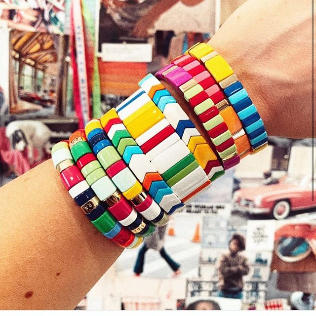 Kelitch Regenboog Armband Kleurrijke Emaille Kralen Armband Met Elastiek Tegel Enamel Armband Manchet Armbanden Voor Vrouwen