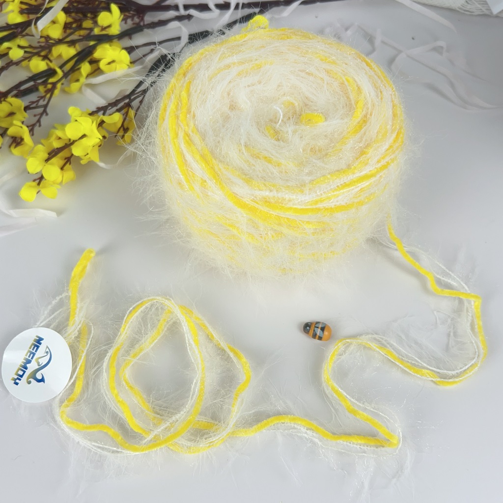80g Hand Mixed Yarn for Knitting Fancy Knit Yarn Hand Crochet Thread Yarn Mix Crochet Line Handmade Bag Sweater: Yellow