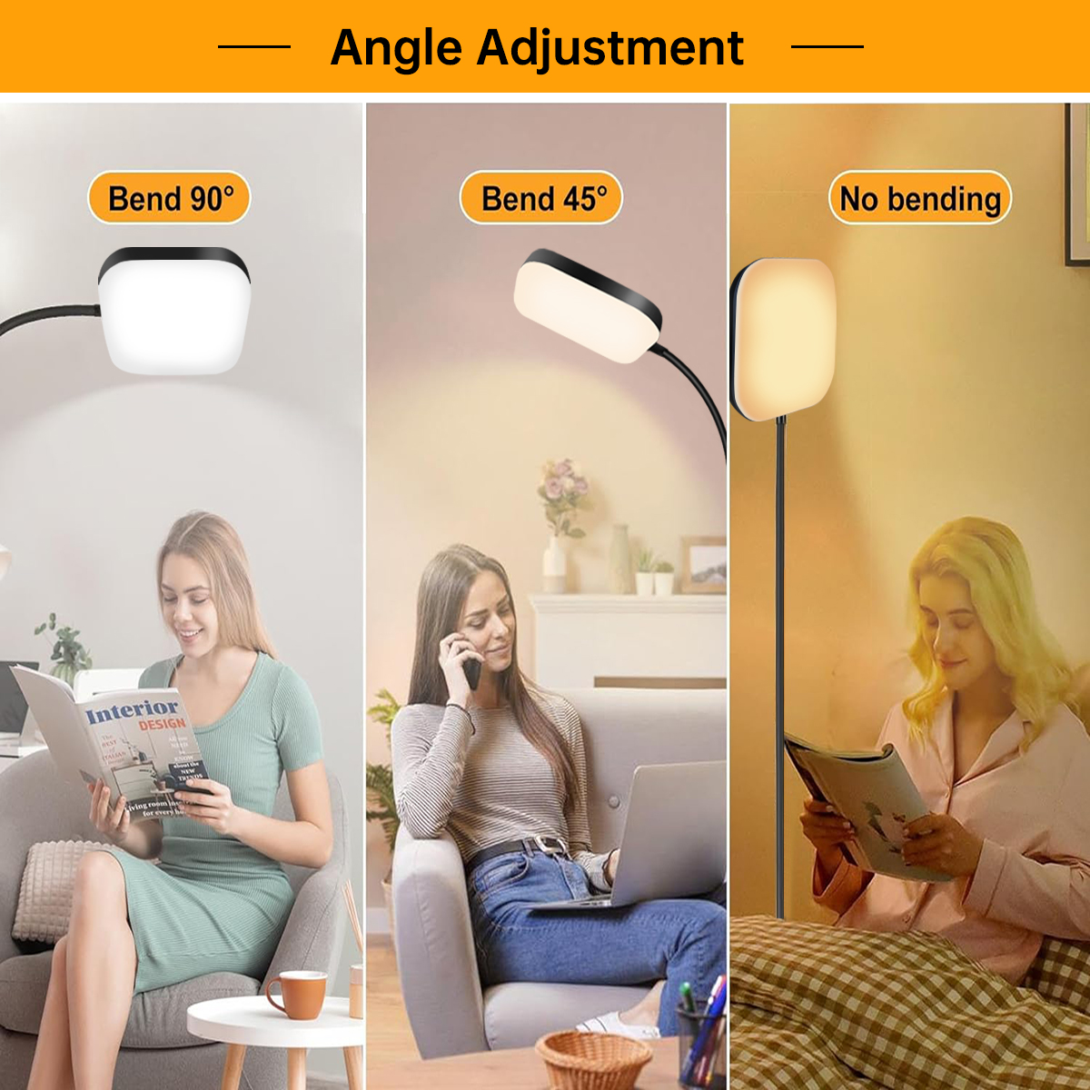 18w gulvlamper med touch-kontrol justerbar lysstyrke 360 ° svanehals led-gulvlamper øjenvenlig gulvlampe til stuen