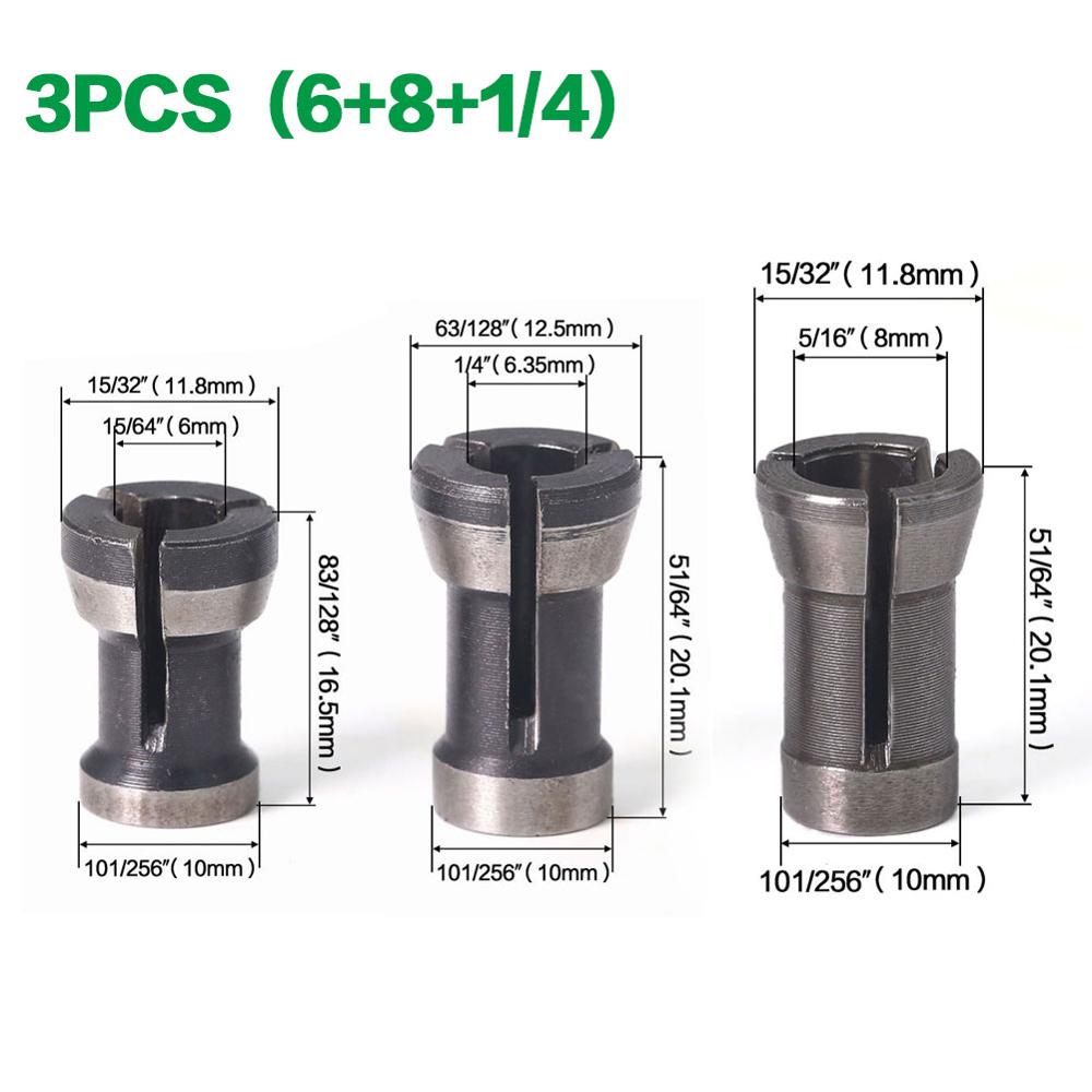 1-3 stk 6mm 6.35mm 8mm collet chuck gravering trimemaskine elektrisk router bit 3 stk/sæt collets pris