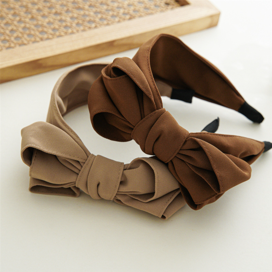 Diadema con lazo multicapa de lado grande para mujer y niña, diadema plisada de tela ancha, accesorios para el cabello para lavado de maquillaje y cara