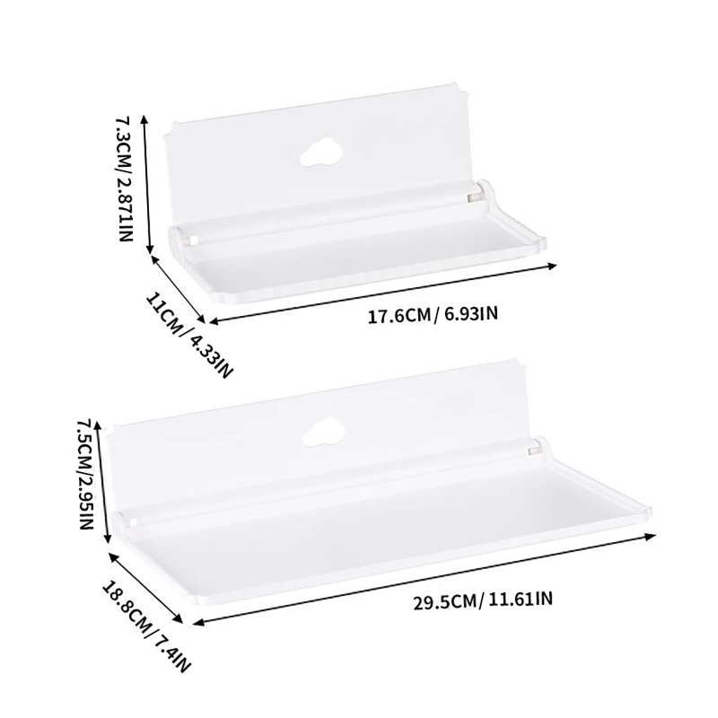 Hvit, sammenleggbar veggmontert hylle uten slagg, brukt til baderom, nattbord, sammenleggbar oppbevaringshylle til mobiltelefon, magisk verktøy