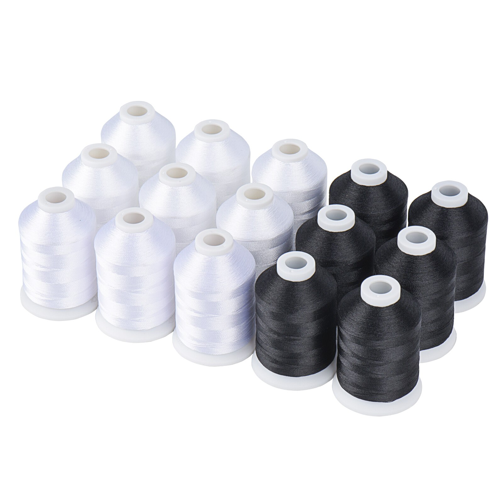Simthread Embroidery Machine Threads 15 Options 15 Colors Set Polyester 40WT 120D Thread For Embroidery Machine Sewing Machine: 9 white 6 black