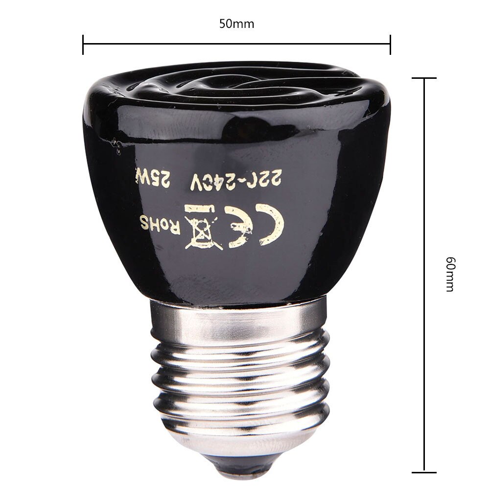 Lámpara de calefacción para mascotas E27, emisor de cerámica infrarroja negra, Bombilla de calor para mascotas, pollos, lámpara para reptiles de 25W, 50W, 75W, 100W, 220-240V