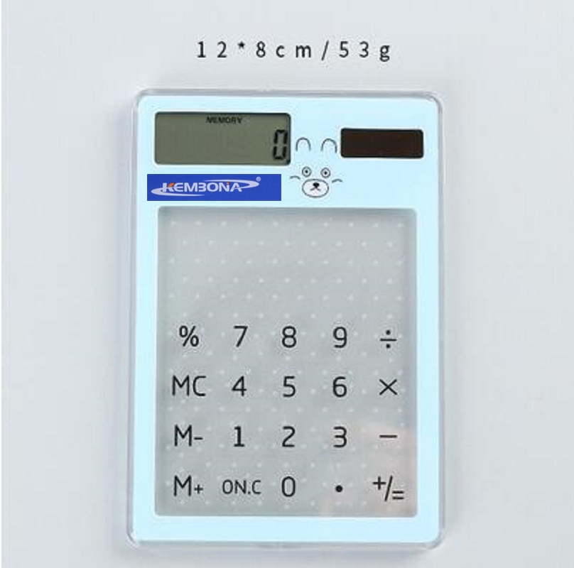KEMBONA Solar Calculator LCD 8 Digit Touch Screen Ultra slim Transparent Solar Calculator Stationery Clear Scientific Calculator