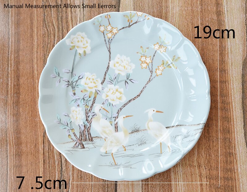 Boutique europees handbeschilderd servies van botporselein, schaal, afternoon tea, dessert, ontbijtbord, westerse gerechten, steakbord, dienblad