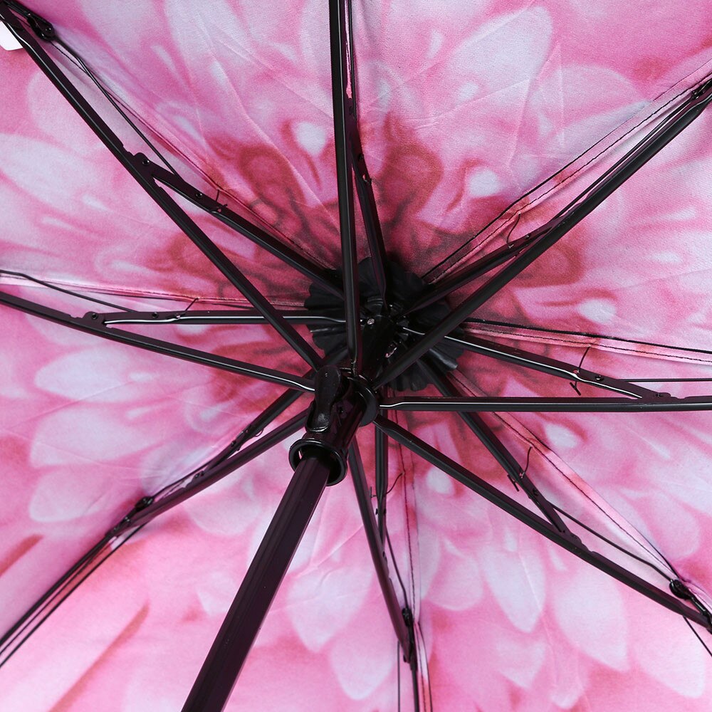 umbrella Non-slip handle Foldable umbrella Travel Parasol Folding Rain Windproof Umbrella Double Folding Anti-UV Sun/Rain W916: Pink