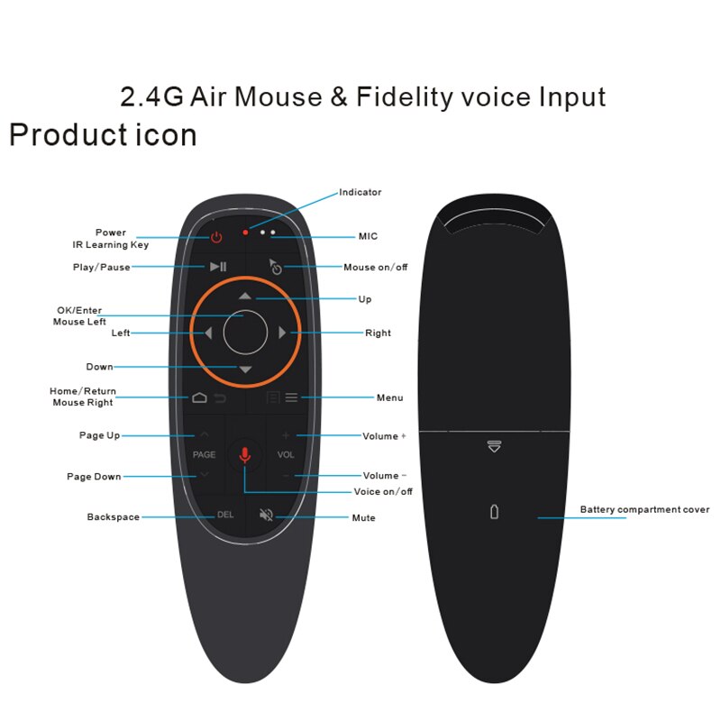 Kebidu  g10s fly air mus mini fjernbetjening  g10 trådløs 2.4 ghz til android tv boks med stemmestyring til gyro sensing spil