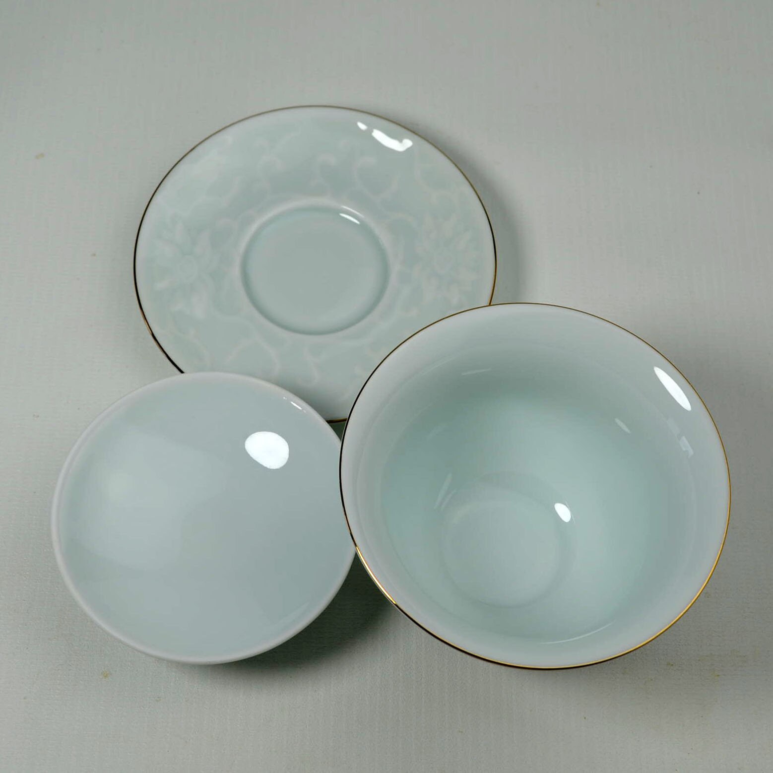 Gaiwan Porcelaine Bleu Blanc 300 Ml - Service à Thé Traditionnel Chinois (couvercle, Tasse, Soucoupe)