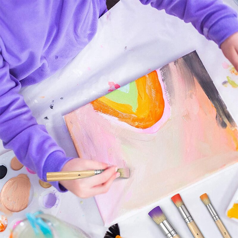 15 Pieces Wooden Stencil Brushes Stencil Brushes Painting Brushes Wooden Handle Painting Stencil Brushes