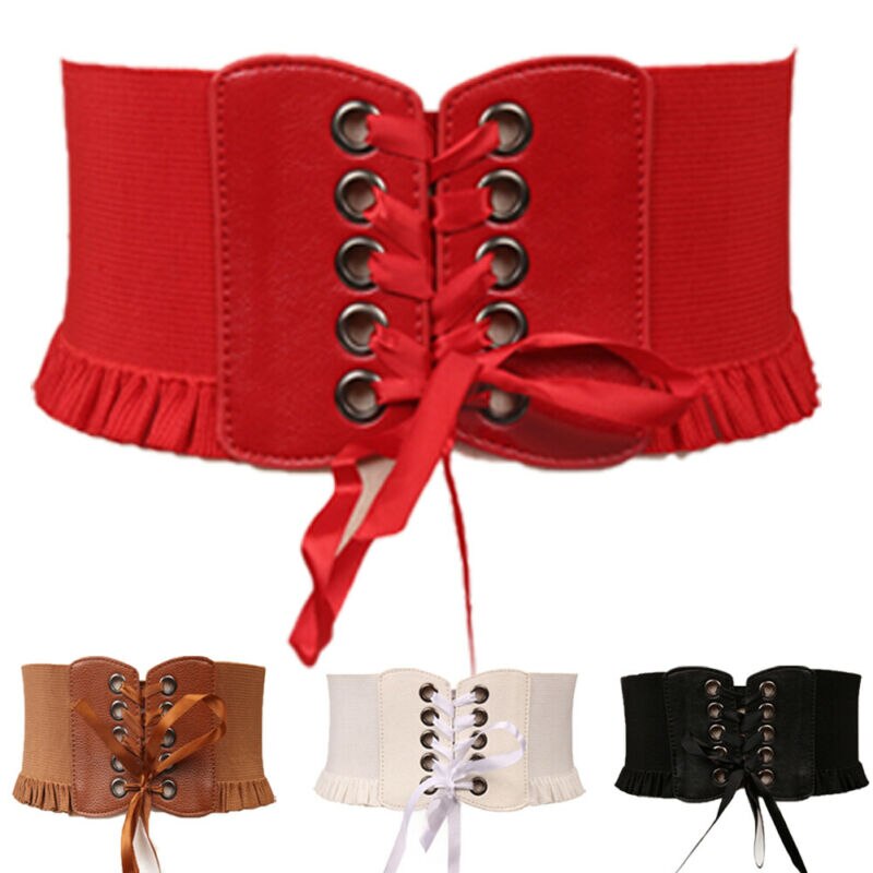 Women Ladies Elastic Stretch Belts Buckle Waist Belt Wide Cinch Corset Waistband