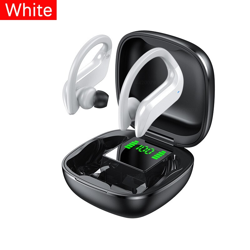 VOULAO Bluetooth Earphone Led Display Wireless Headphone TWS With Microphone Stereo Earbuds Waterproof Noise Cancelling Headsets: White