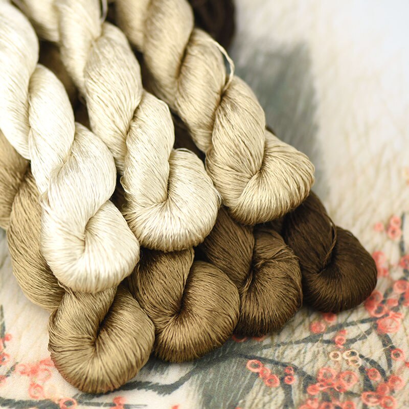 silk embroidery thread / 100% silk thread /hand embroidery embroider cross stitch/khaki series/7 pure colors: 7 colors