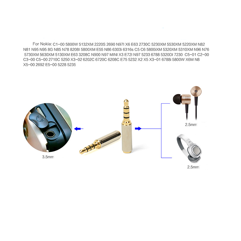Adaptateur Audio Jack 3.5mm à 2.5mm, connecteur mâle 2.5mm à 3.5mm femelle pour câble de haut-parleur Aux, casque stéréo, micro
