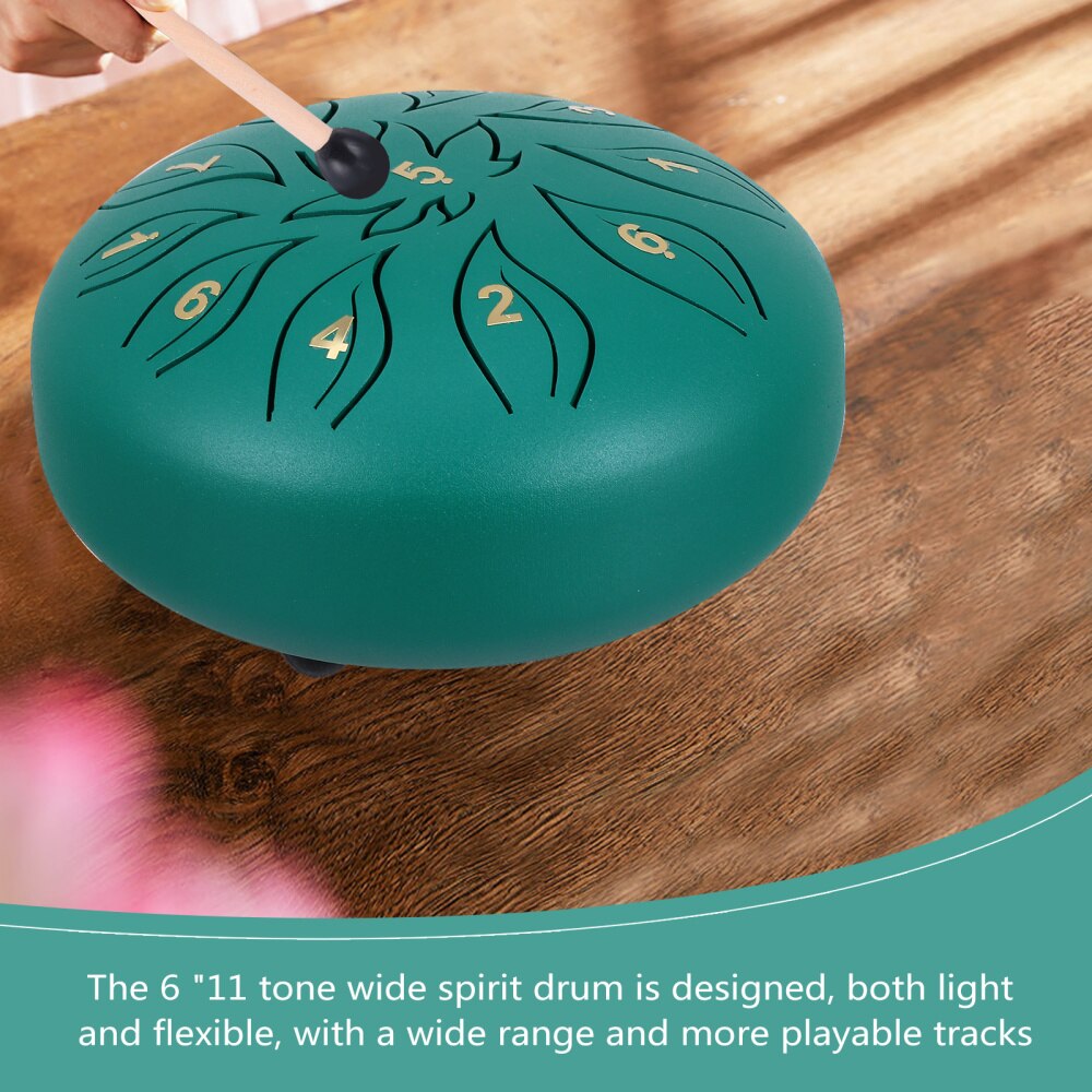 1 Set Percussion Musical Instrument 11 Tune Tongue Drum with Finger Cots
