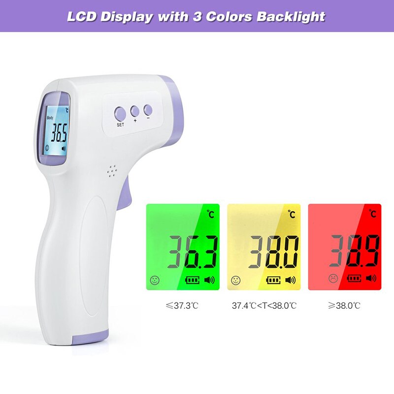 Multifunction thermometer three-color backlit display forehead thermometer digital display infrared alarm human body thermometer