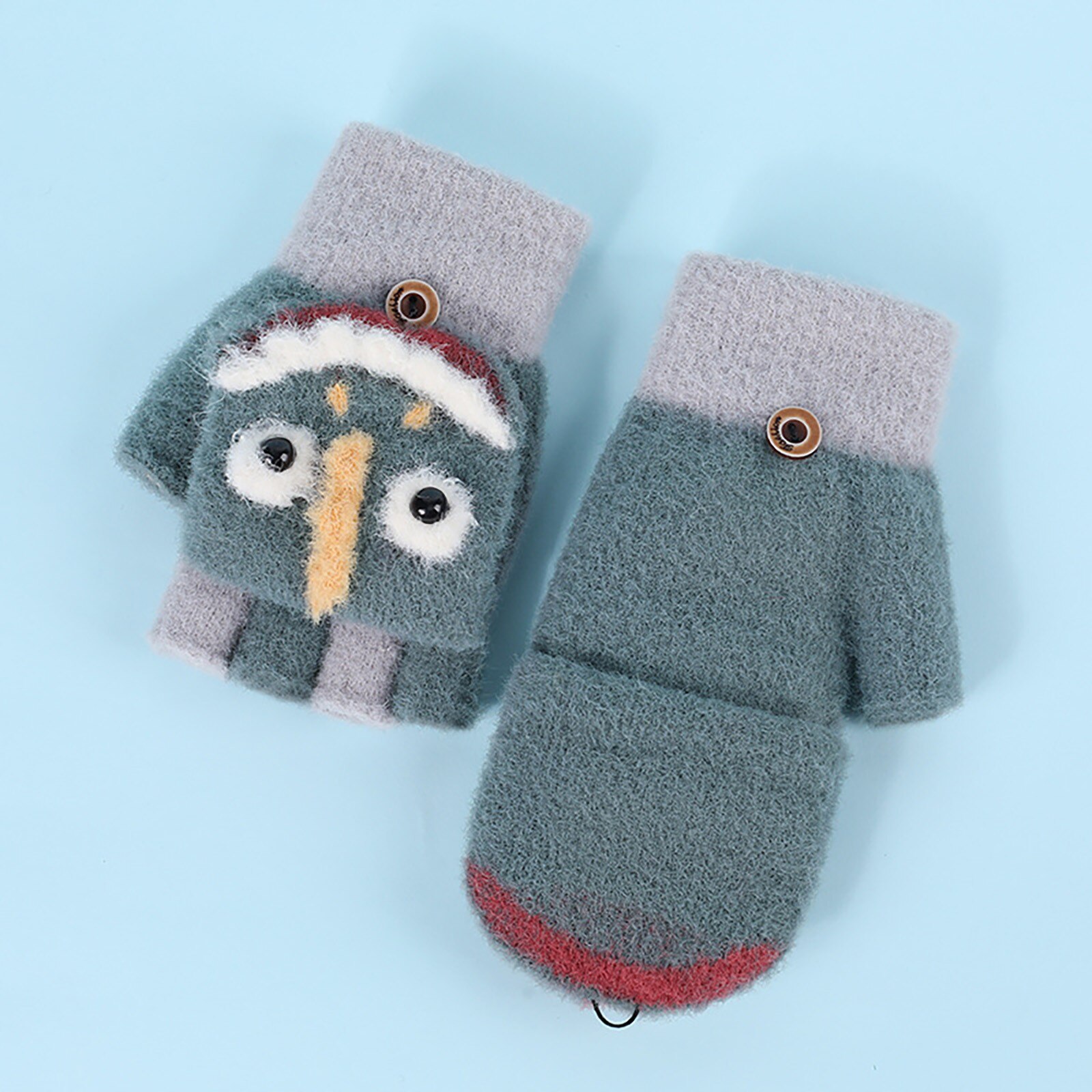 Leuke Dier Fluwelen Handschoenen Meisjes Omgedraaid Half Vinger Handschoenen Guantes Invierno Outdoor Kids Handschoenen Winter Kinderen Handschoenen