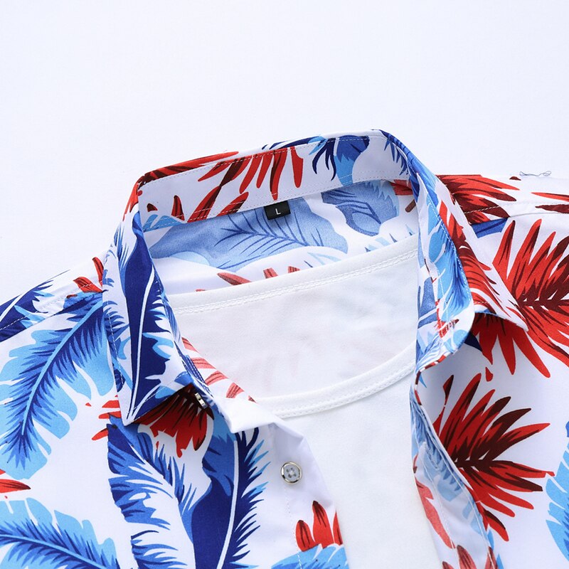 Sommerskjorte herre blomsterprintede kortermede skjorter herre plus size strand hawaiiansk topper bluse herre 5xl 6xl 7xl